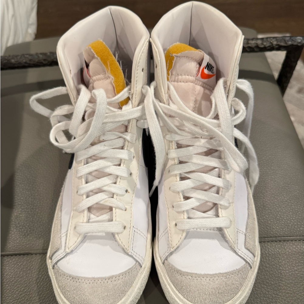 Nike White and Tan High-Top Blazer Sneakers